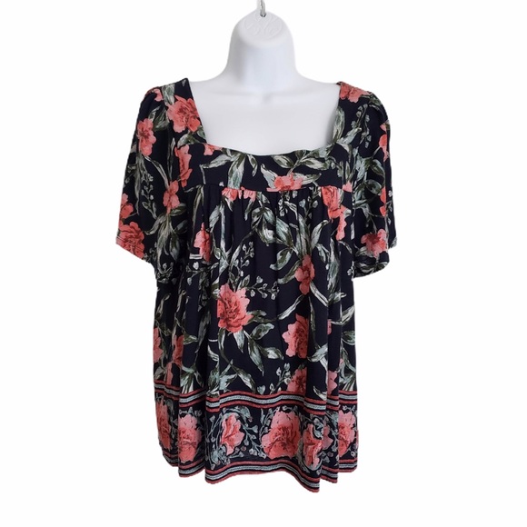 Lucky Brand Tops - Lucky Brand NWT Square Neck Floral Print Top